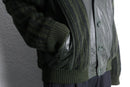 olive leather switch design knit jacket
