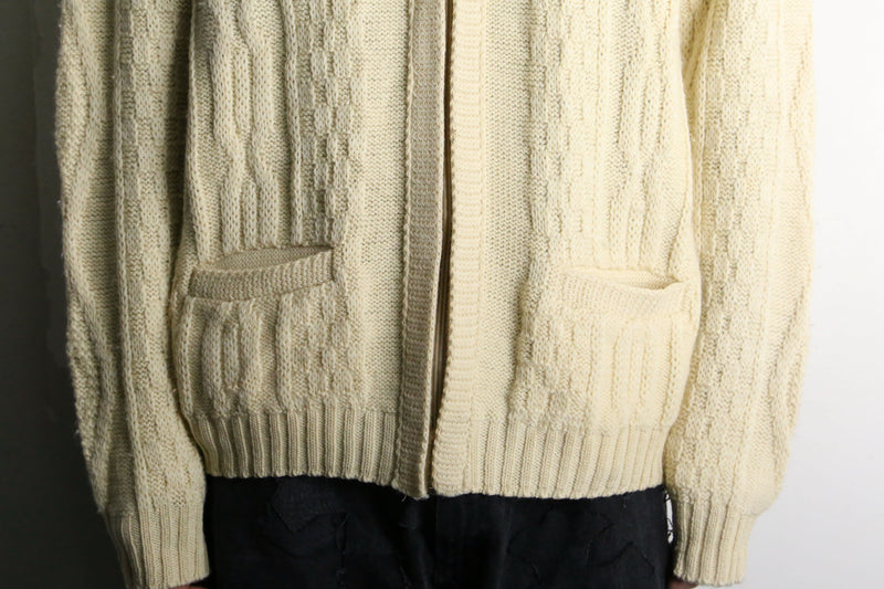 ivory color zip knit