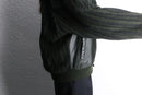 olive leather switch design knit jacket