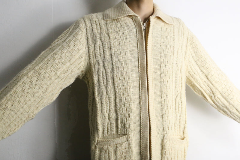 ivory color zip knit