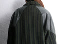 olive leather switch design knit jacket