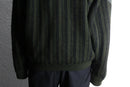 olive leather switch design knit jacket