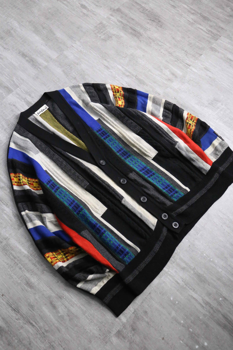 90's colorful 3D knit cardigan