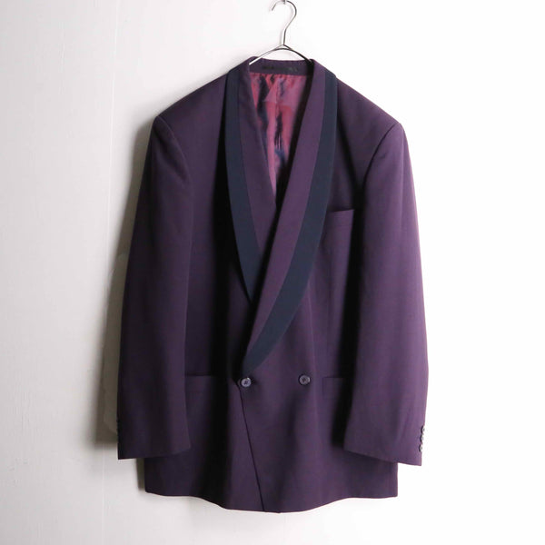 purple color double shawl collar jacket