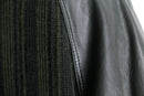 olive leather switch design knit jacket