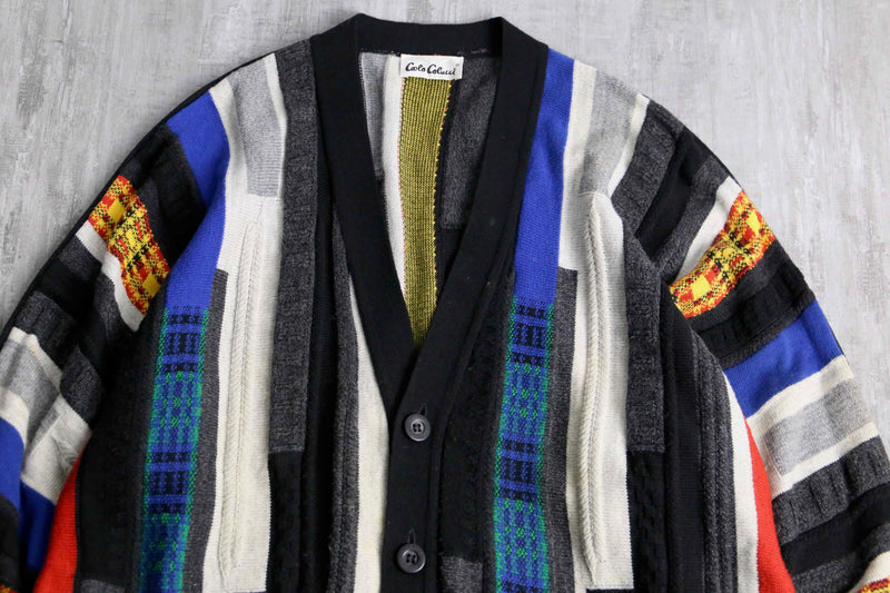 90's colorful 3D knit cardigan