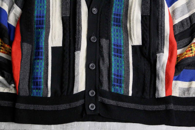 90's colorful 3D knit cardigan
