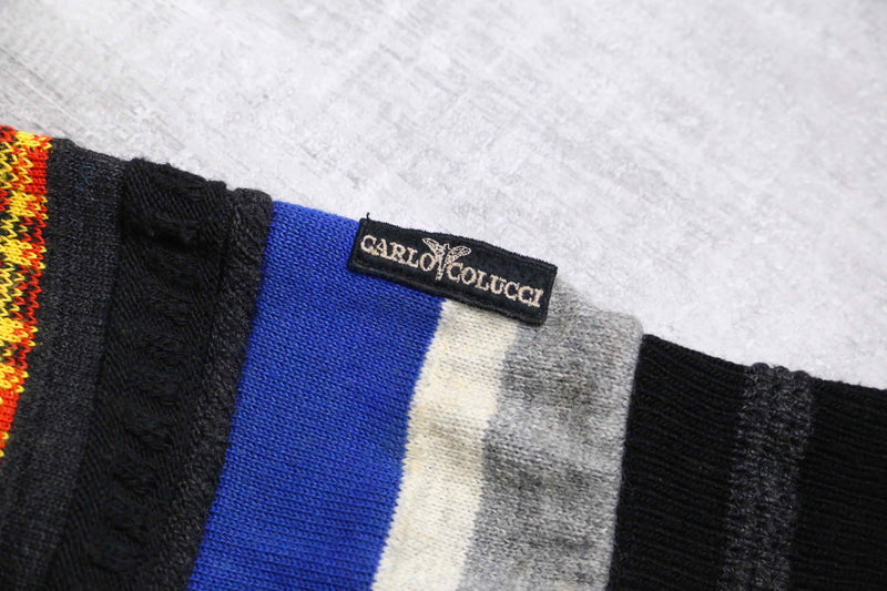 90's colorful 3D knit cardigan