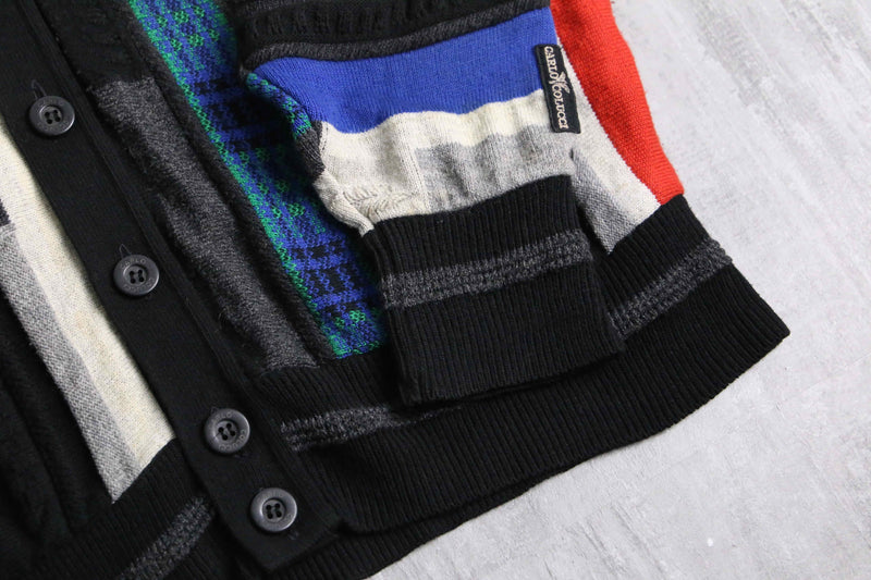 90's colorful 3D knit cardigan