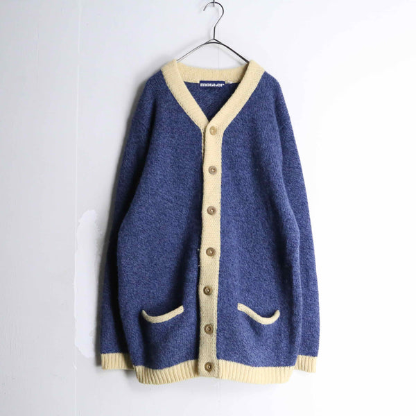 melange blue wool cardigan