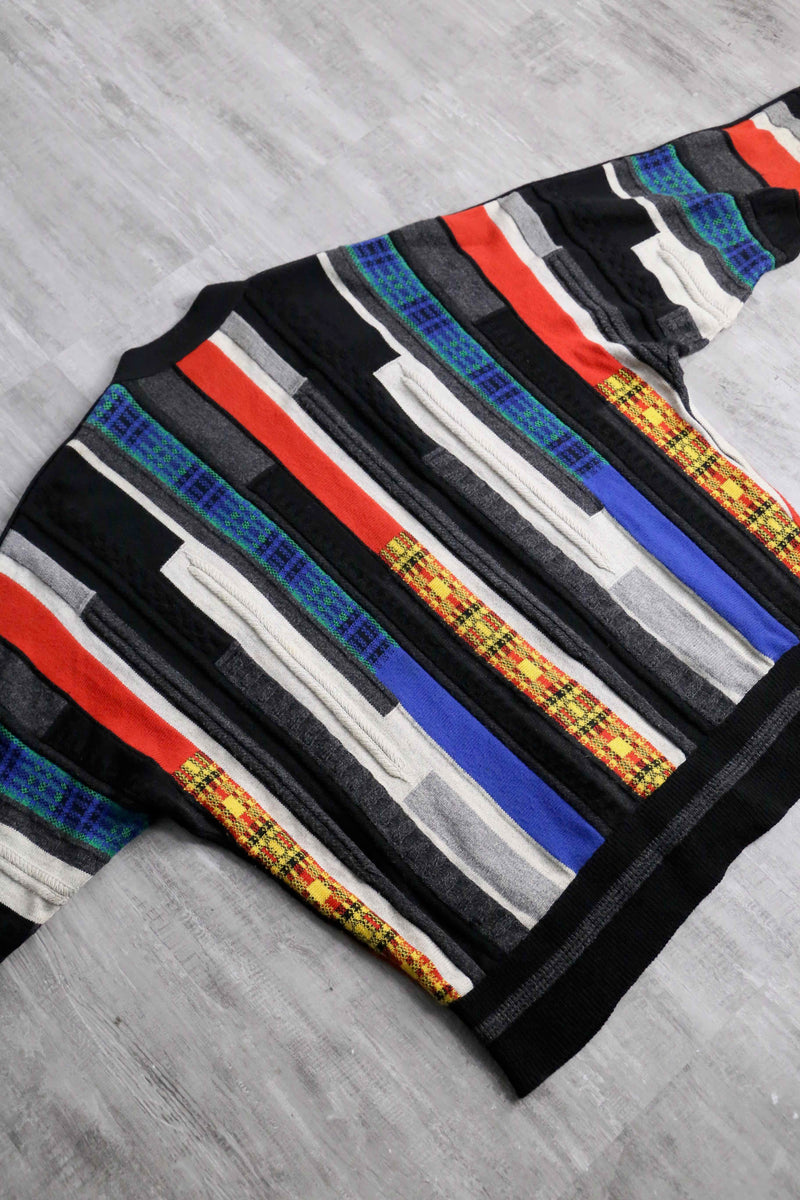 90's colorful 3D knit cardigan