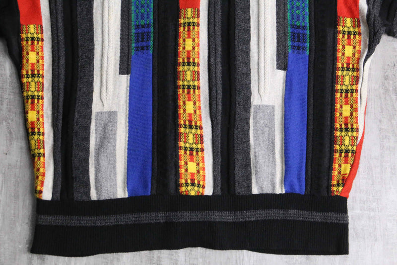 90's colorful 3D knit cardigan