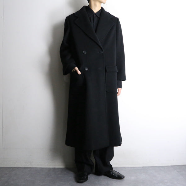 made in USA 90's black wool double chester coat