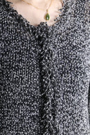 ”CHICO’S” monotone lame fringe knit cardigan