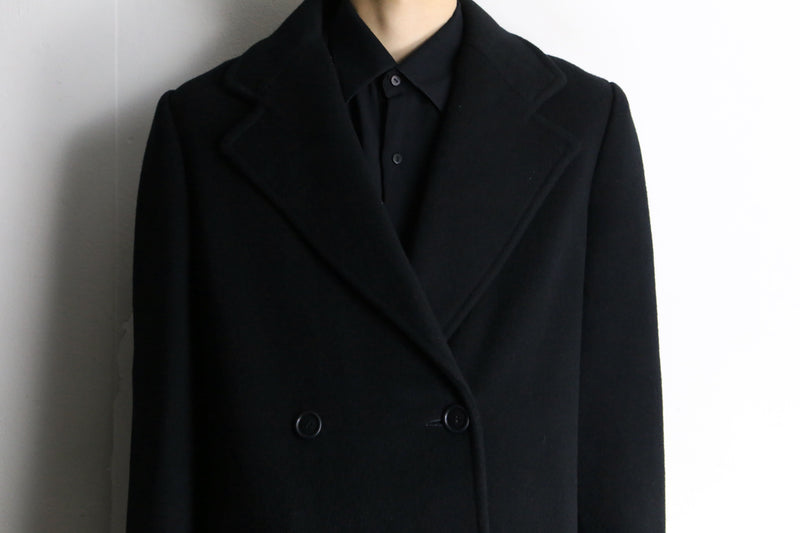 made in USA 90's black wool double chester coat