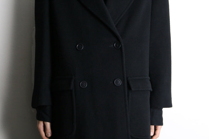 made in USA 90's black wool double chester coat