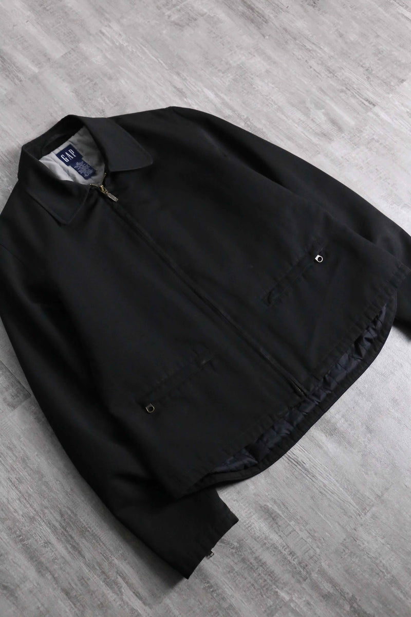 “GAP” solid black single zip jacket