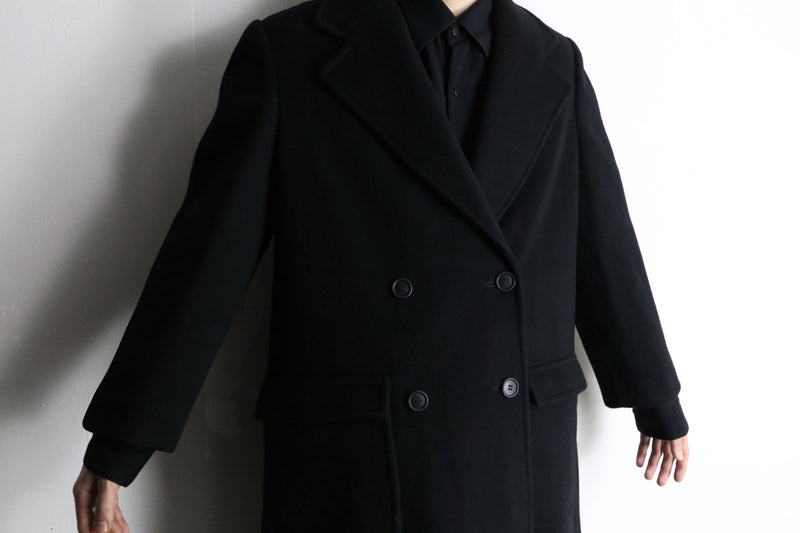 made in USA 90's black wool double chester coat