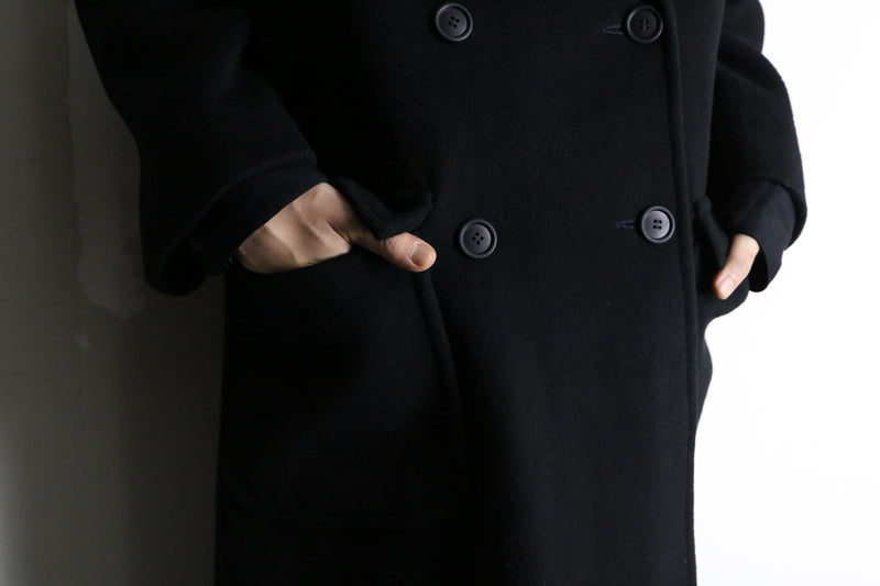 made in USA 90's black wool double chester coat