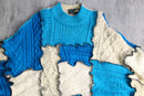 ''Re:make''blue× ivory docking pullover knit