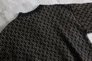 1980s vintage leather piping henry neck exotic knit