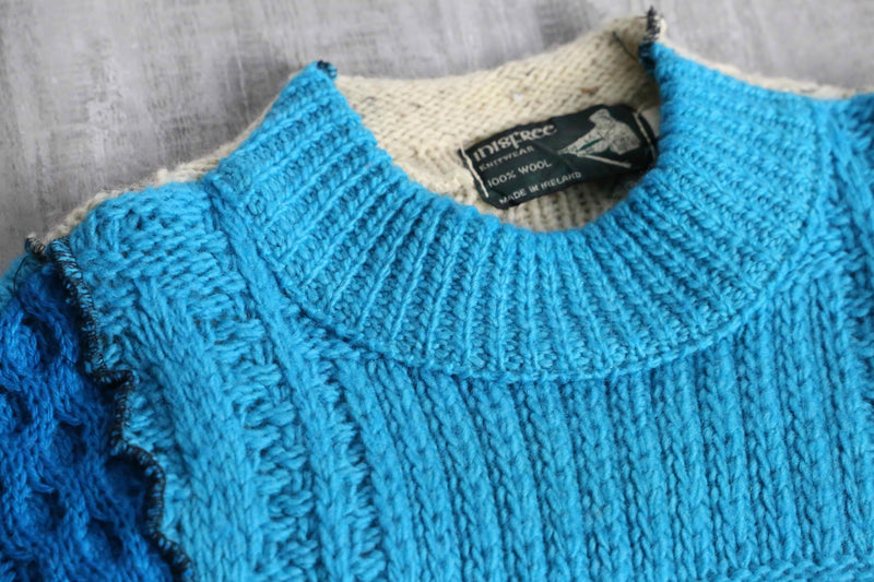 ''Re:make''blue× ivory docking pullover knit