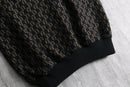 1980s vintage leather piping henry neck exotic knit