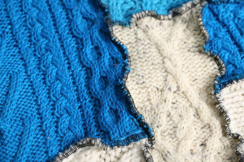 ''Re:make''blue× ivory docking pullover knit