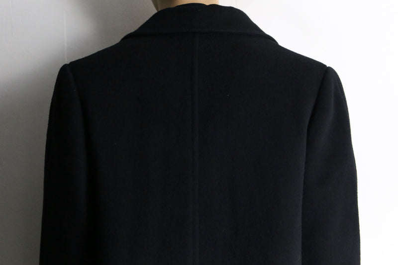 made in USA 90's black wool double chester coat