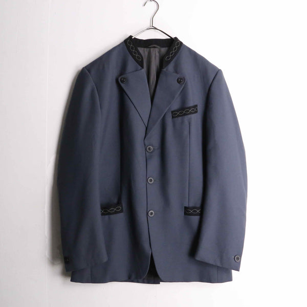 navy color single design tailored jacket