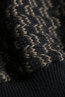 1980s vintage leather piping henry neck exotic knit