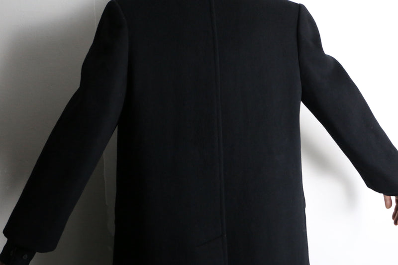 made in USA 90's black wool double chester coat