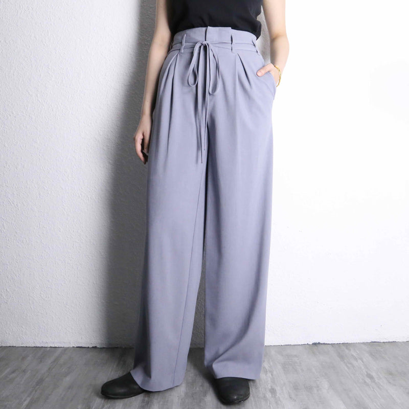 パンツ gray melange slacks baggy wide straight gray color 1tuck wide straight easy pants