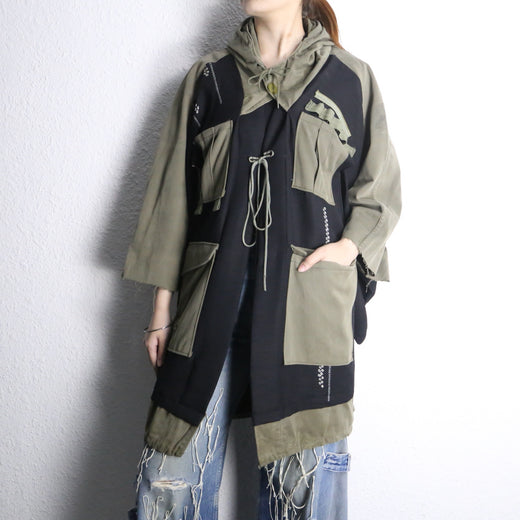 "Re:make" military kimono hood jacket