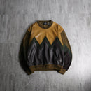 1990s SAXONY real leather combi knit pull