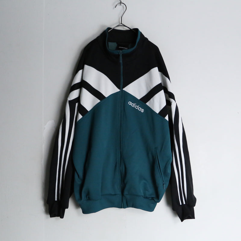 "adidas" turquoise green × black track jacket