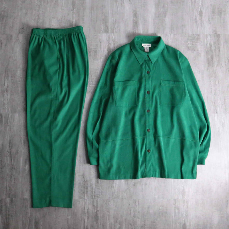 90's "ALFRED DUNNER" green shirt set up