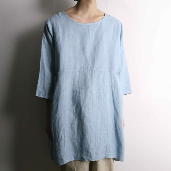 sax blue color linen S/S surgical shirt