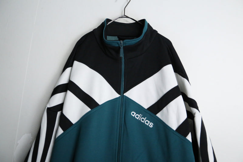 "adidas" turquoise green × black track jacket