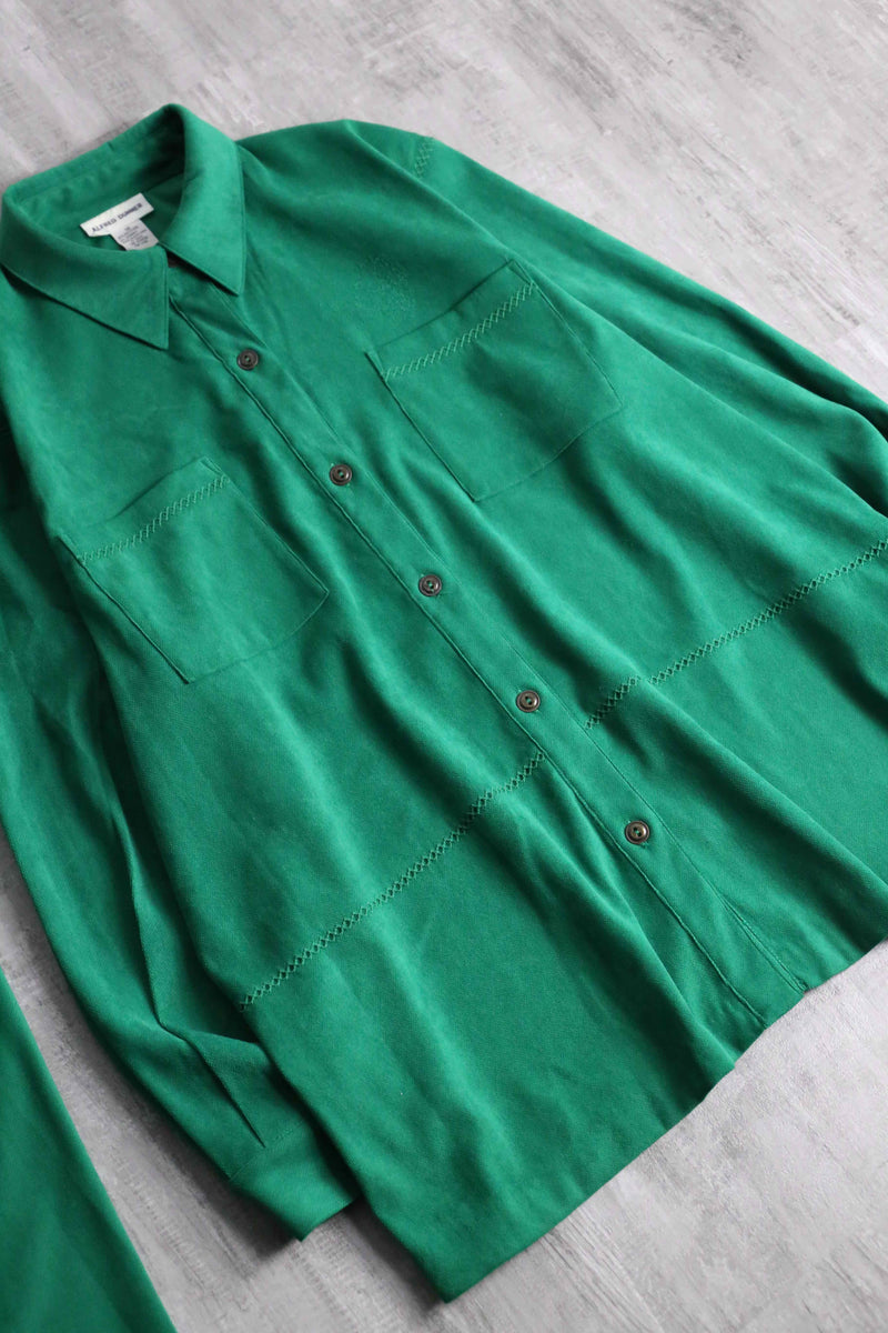 90's "ALFRED DUNNER" green shirt set up