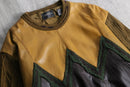 1990s SAXONY real leather combi knit pull