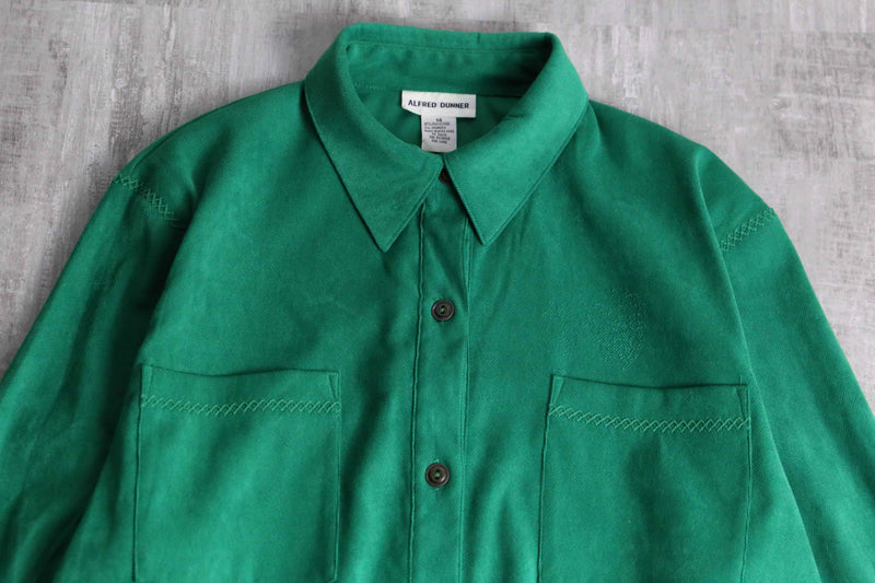 90's "ALFRED DUNNER" green shirt set up