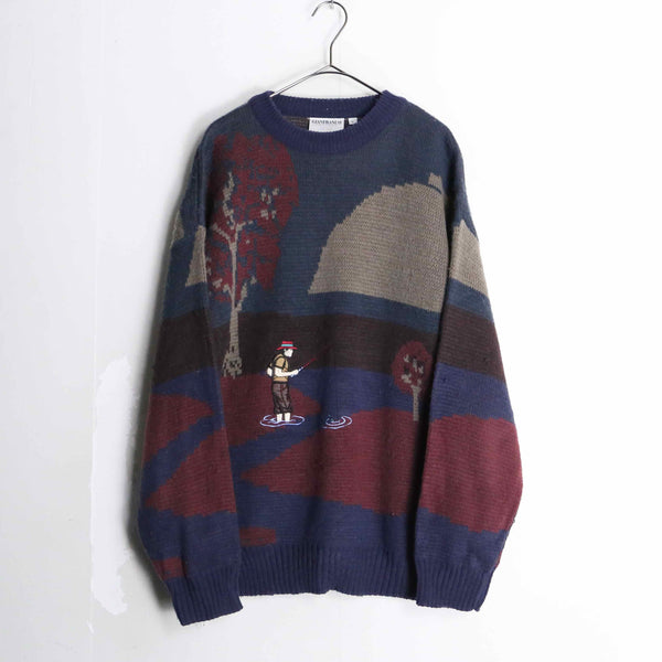 "GIANFRANCO FERRE" fishing design knit