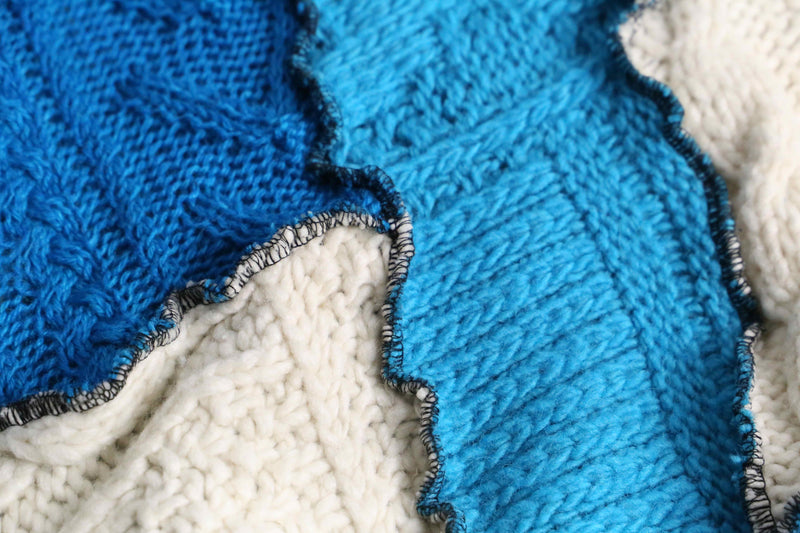 ''Re:make''blue× ivory docking pullover knit