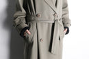 “SANYO” khaki beige wool gabardine double breast coat