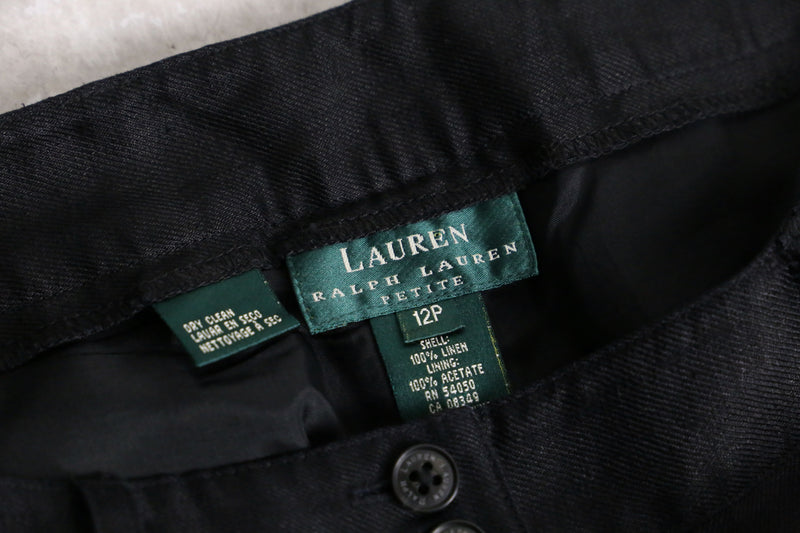 “LAUREN” black wide linen pants