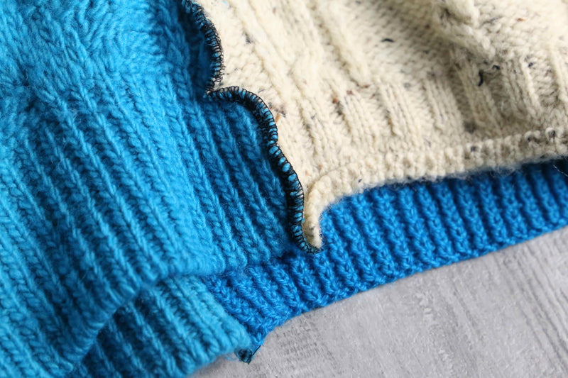 ''Re:make''blue× ivory docking pullover knit