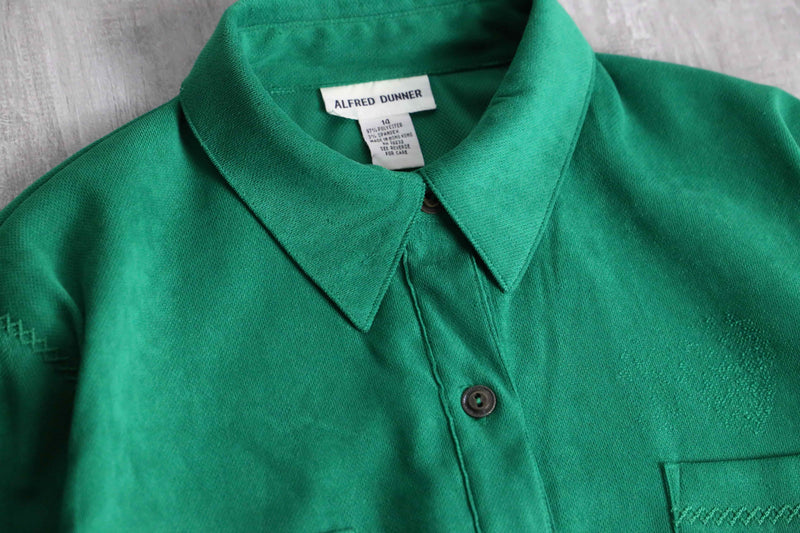 90's "ALFRED DUNNER" green shirt set up