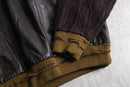 1990s SAXONY real leather combi knit pull