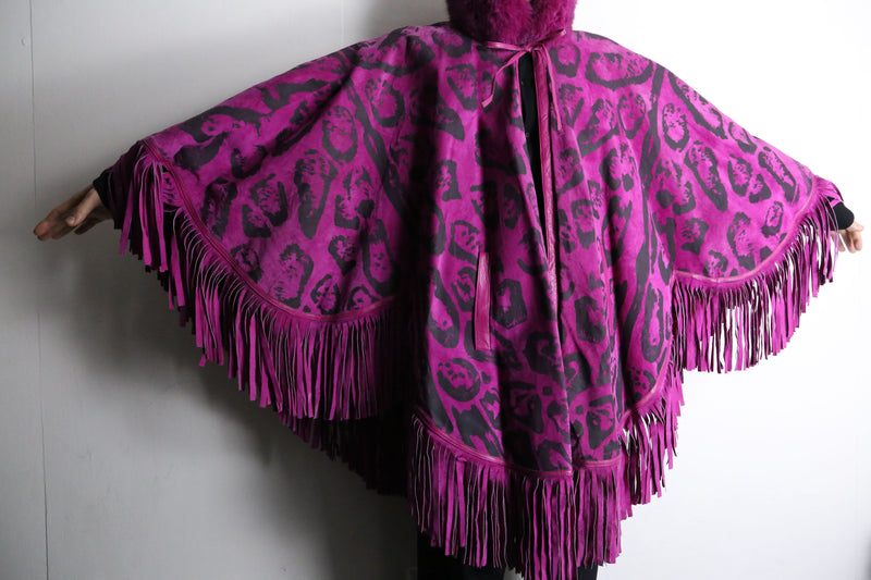 1980-90s Christian Dior Boutique Cuirs fringe leather poncho